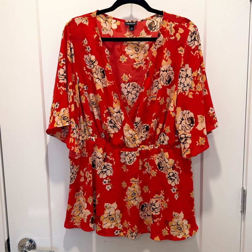 Torrid Georgette Mock Wrap Blouse